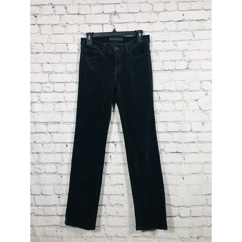 J Brand Women's Cigarette Leg Corduroy Pants 814 Slim Dark Green Black Forest 28